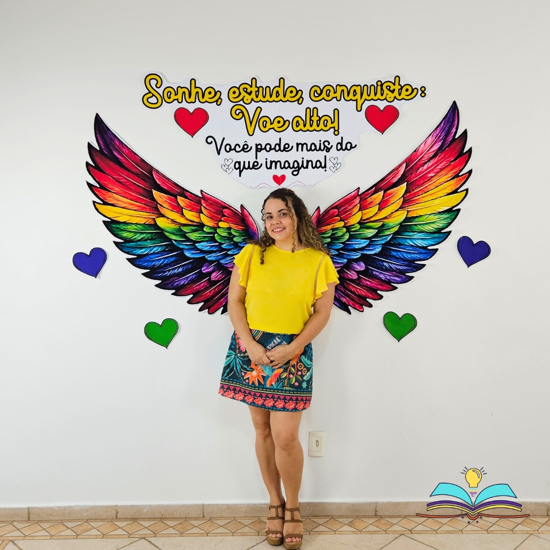 Painel Asas - Voe Alto para inspirar aprendizado, coragem, sonhos novos e muitas conquistas.