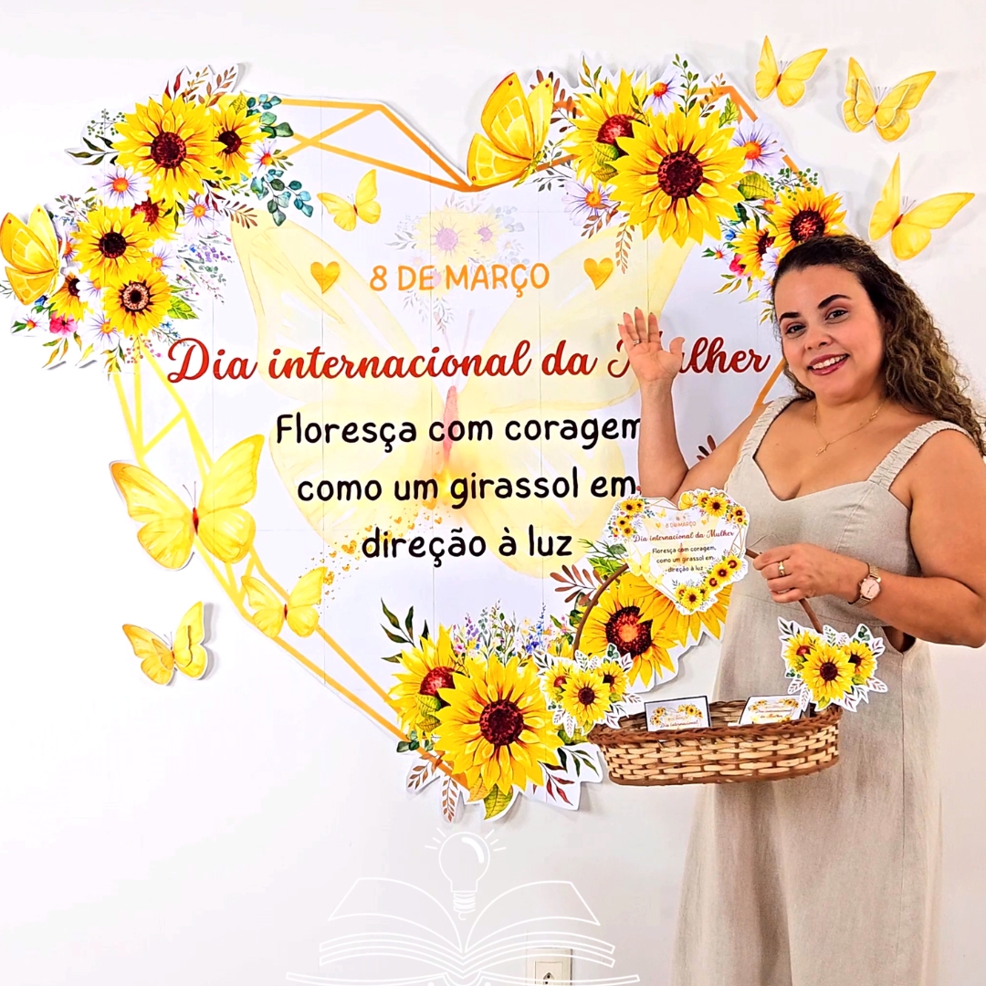 Painel com o tema do Dia Internacional da Mulher para homenagear todas as mulheres.