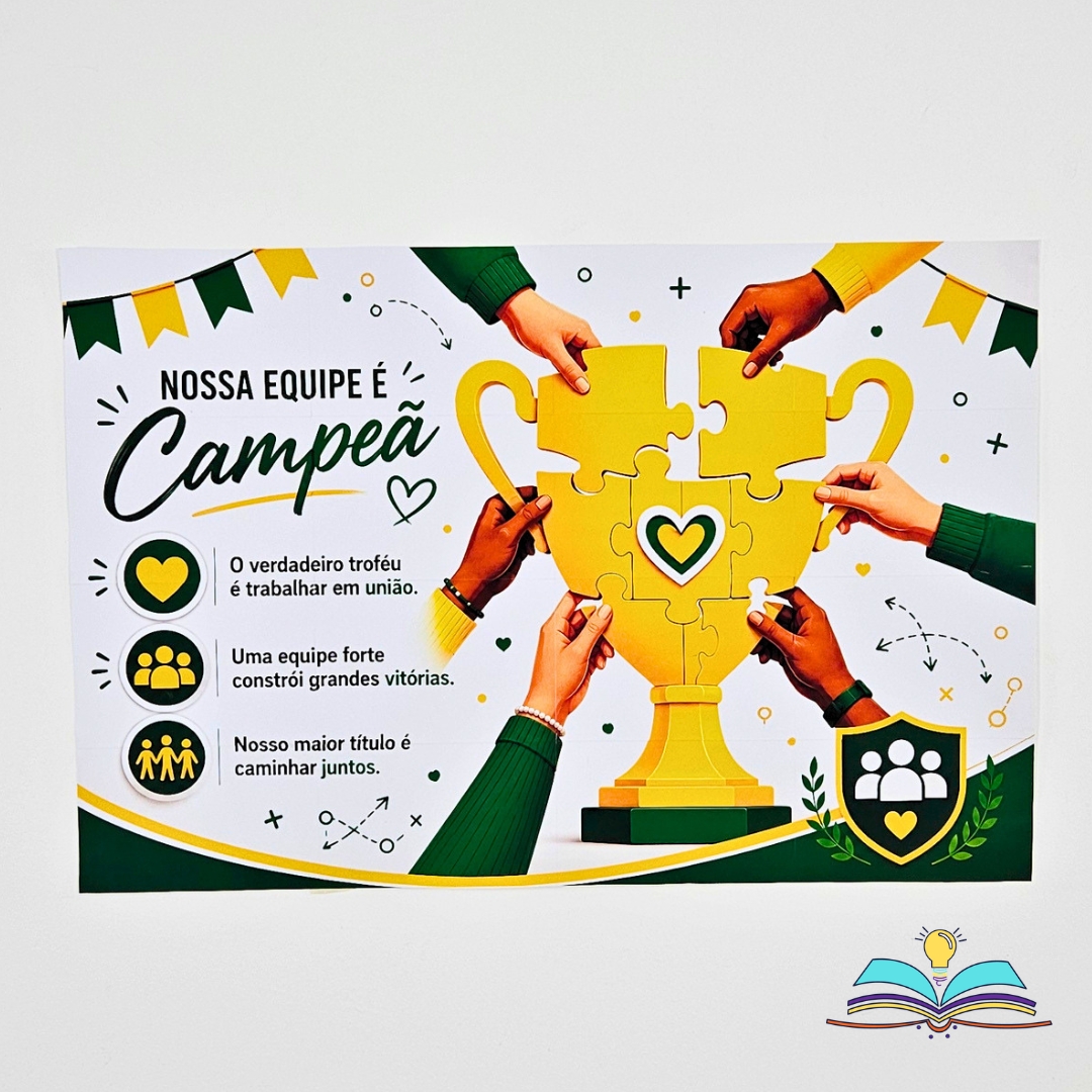 Painel com tema da copa para celebrar união, torcida, superação e alegria em cada partida especial.