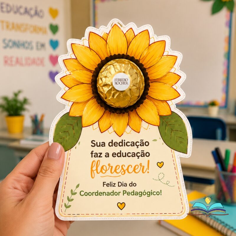 Cartão Dia do Coordenador Pedagógico - Girassol