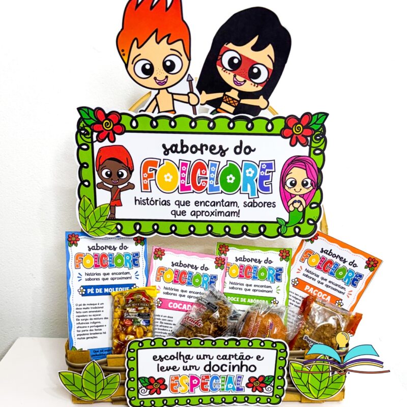  Recurso pedagógico com o tema Folclore Brasileiro, ideal para trabalhar cultura, leitura e tradições culinárias brasileiras com crianças em atividades escolares.